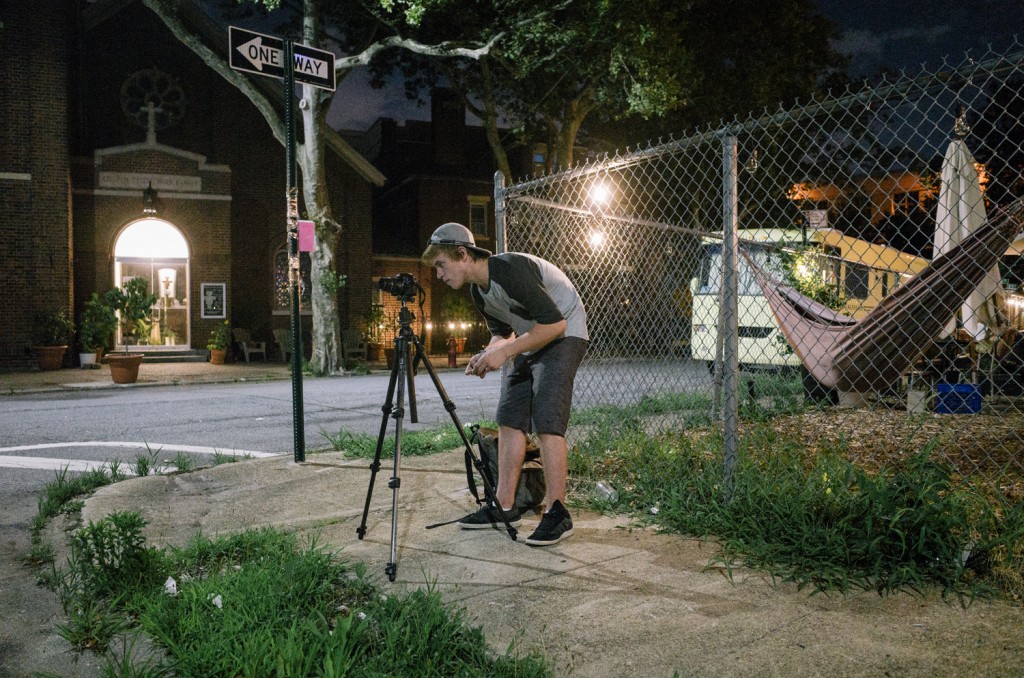 John Connelly shooting video for his final piece late one night in Brooklyn