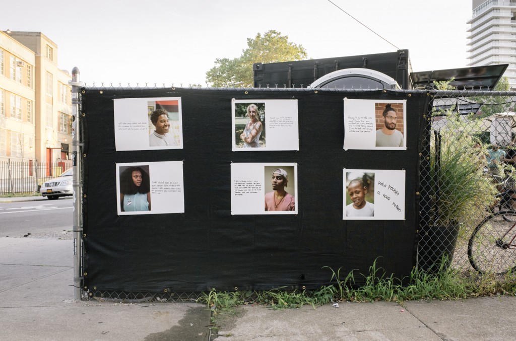 Chloe Peterson’s project about police brutality installed for the final exhibtion in Brooklyn
